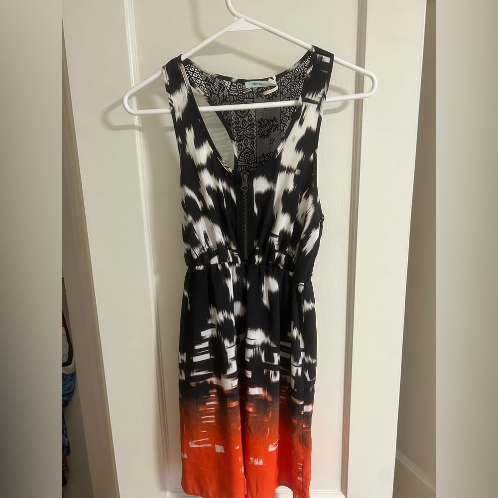 Kimchi Blue Black and Orange Backless Dress